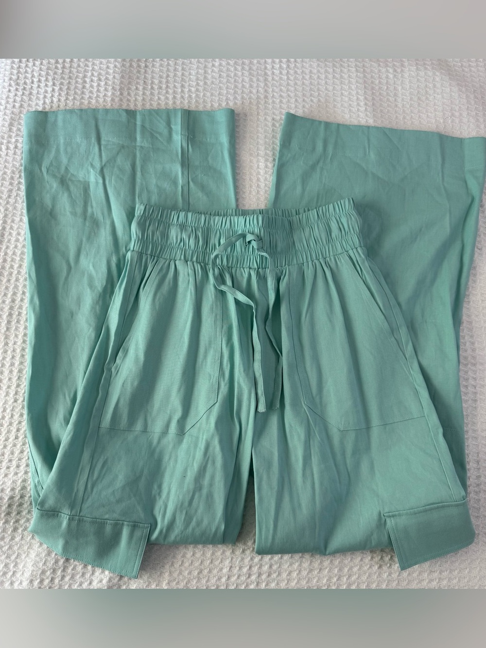 NWT SHORE Linen pants Pastel Turquose - Picture 5 of 6